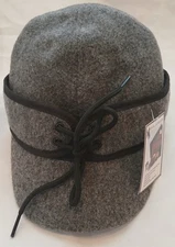 Wyoming Traders Wool Hat Youth 6 7/8 Ear Flaps Trapper Cap Charcoal Stormy Krome