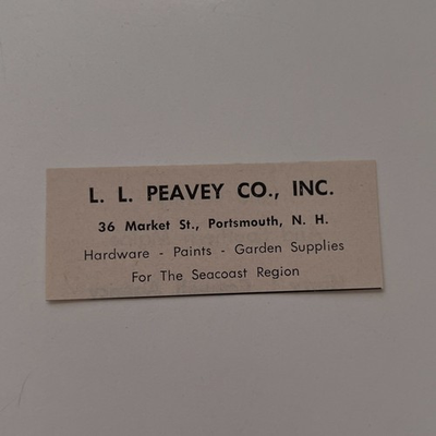#ad L. L. Peavey Co. Inc. Portsmouth NH c1950 NH Ad TAK1 S7 $27.00