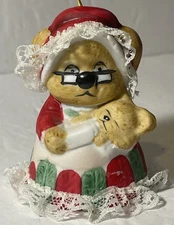 Vtg Jasco Caring Critter Chimer Porcelain Hanging Ornament Mama Bear & Baby