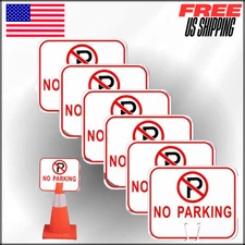 No Parking Signs Traffic Cone, 12.6x10.43" Plastic Top Warning Sign for Road 6Pc