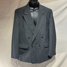 Vintage Towncraft Blazer Mens 42R Double Breasted Plaid Sport Coat Made In USA