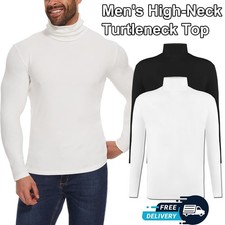 Men's High-Neck Mock Turtleneck Solid Undershirt Long Sleeve Ultra-Soft Pullover