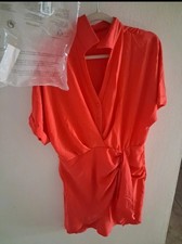 Asvivid Tomato Red Weaving Summer Dress for Women Short Sleeve