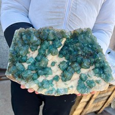 19.9lb Natural Green cube FLUORITE Quartz Crystal Cluster Mineral Specimen