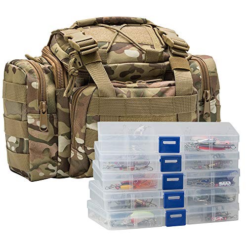 Fishing Tackle Bag 5 Boxes with 60 Lures Included Loaded Stocked Tackle Box Fishing Tackle Bag 5 Boxes with 60 Lures Included Loaded Stocked Tackle Box