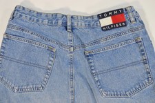 VTG Tommy Hilfiger Womens Denim Jean Shorts Medium Blue Wash 16 Big Flag Logo