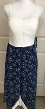 NWT As U Wish size XL ivory blue orange sleeveless hi low dress women's