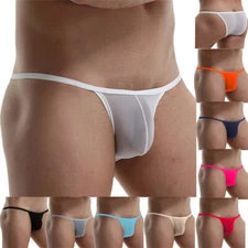 Men's Sexy Briefs G string Tanga Underwear Translucent Low Rise Panties Knickers
