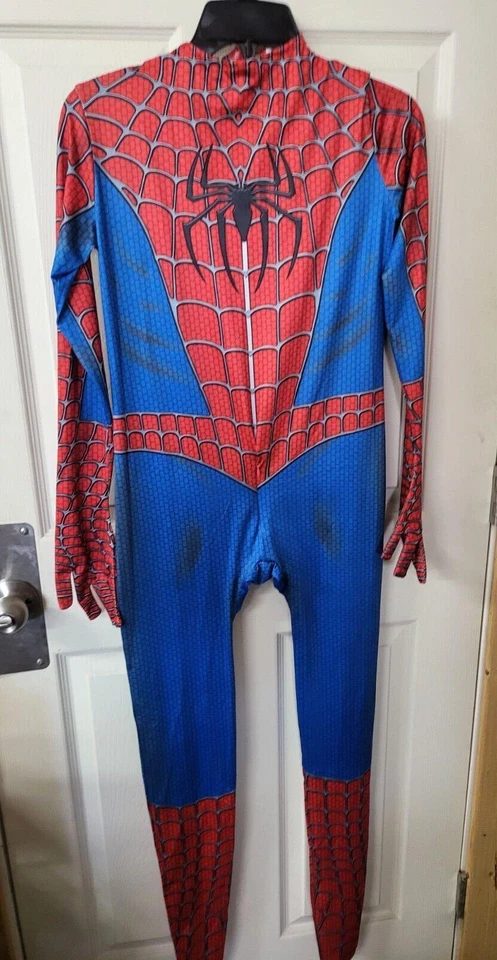 Complete Spiderman Suit Adult LARGE Sh 15" Ch 18" Body 28"L Ins 38" to Toe - Image 2 of 4