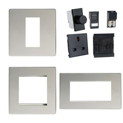 Varilight schraubenloses poliertes Chrom Euro-Datenschild & schwarze Datengittermodule
