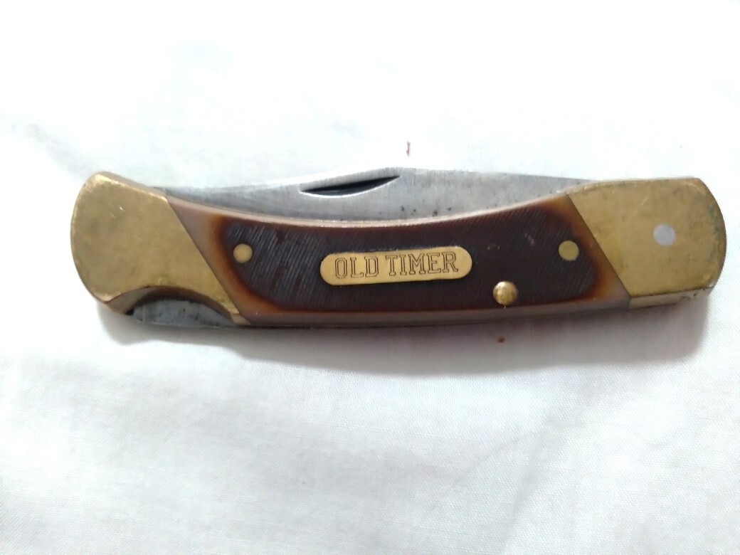 Knife Schrade USA 7OT Lockback with leather sheath