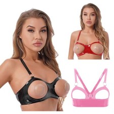 Womens Cage Bra Harness Elastic Hollow Out Latex Tops Cupless Bralette Underwear