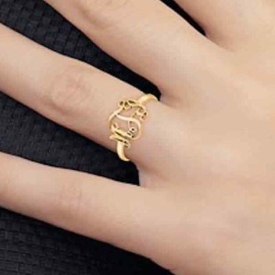Personalisierter Ring 14K Echt Gold Gelb Weiß Rose individuell gegossen Monogramm