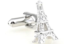 Eiffel Tower Cufflinks Paris France Wedding Fancy Gift Box & Polishing Cloth