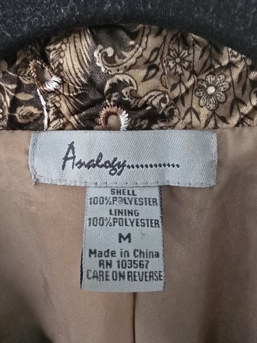 Analogy Blazer Jacket Women Sz M Beige Floral Detail Long Sleeve Eyelet Bohomein - Picture 5 of 13
