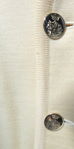 ST CROIX KNITS Wool Yellow Cardigan Sweater Gold Buttons XL REPAIRED - Picture 4 of 9
