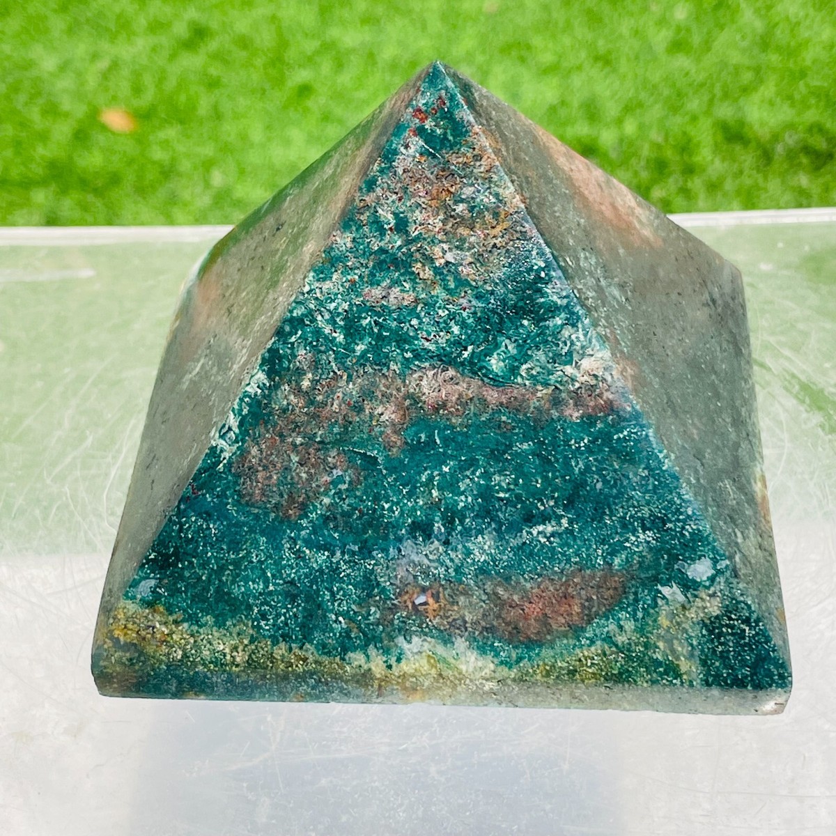 732g Natural Colorful Ocean Jasper Pyramid Quartz Crystal Specimen