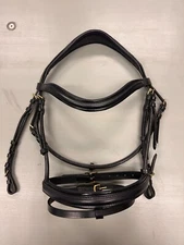 Halter Ego Navy Non-Patent Leather Snaffle Bridle. Size Full.