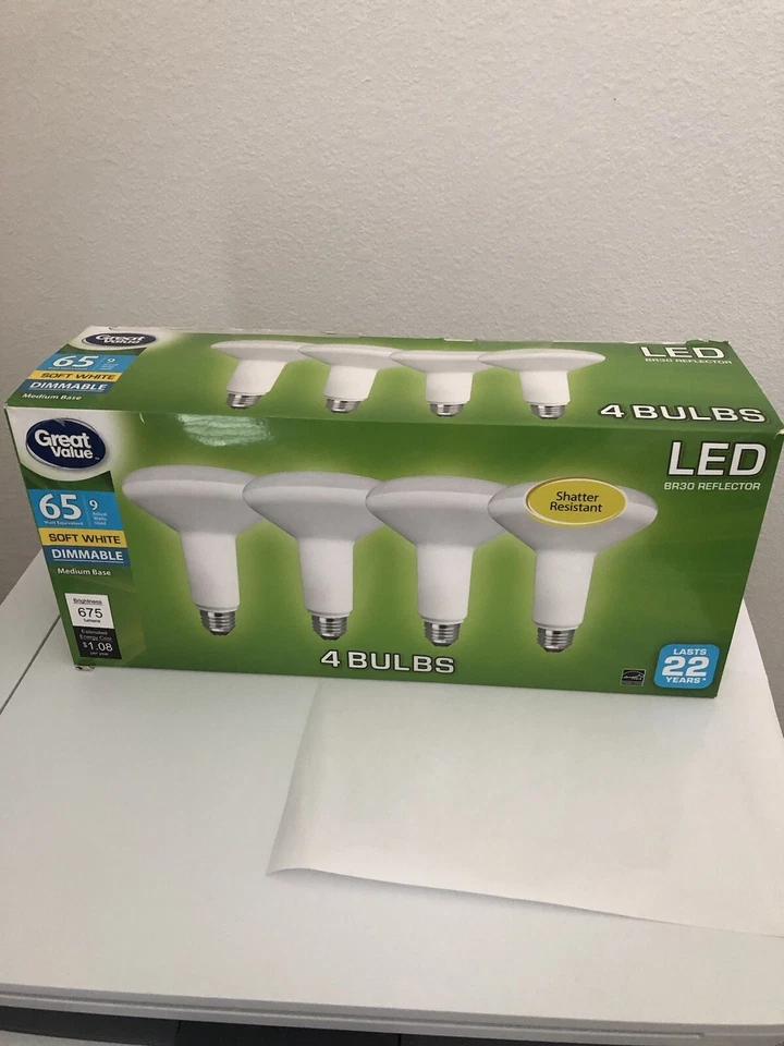 4 Bulbs LED Soft White (luz Blanco Suave) 65 Watt/ LED BR30 Reflector - Image 4 of 4