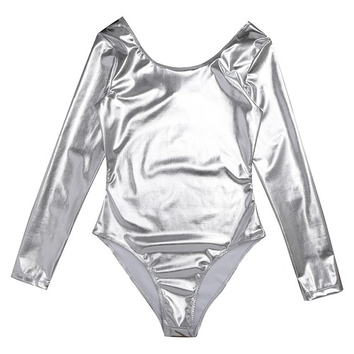 Womens Clubwear Metallic Bodysuit With Shorts Fashion Leotard And Short Pants - Picture 23 of 81