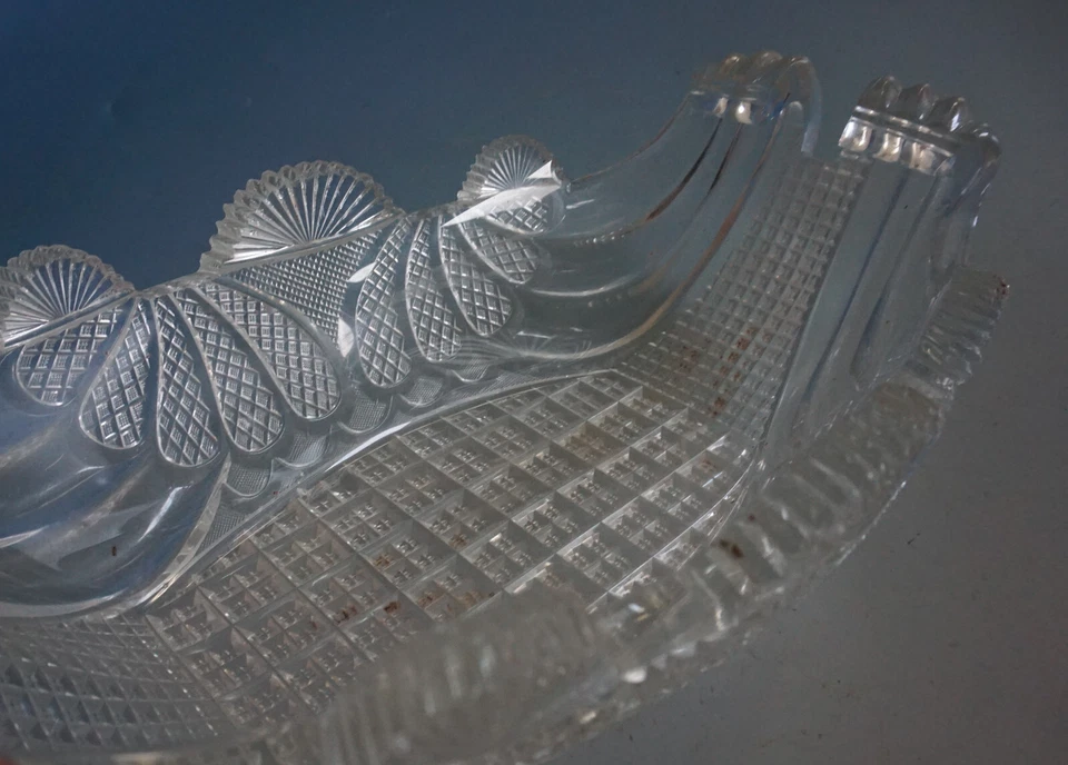 RS0123-104: Seltene Biedermeier Kristall Glas Gondel Schale 19 Jhdt. wohl Böhmen - Bild 2 von 4