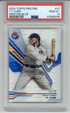 2024 TOPPS PRISTINE PRISTINE BLUE TY COBB TIGERS /75 PSA 10 LOW POP VERY RARE