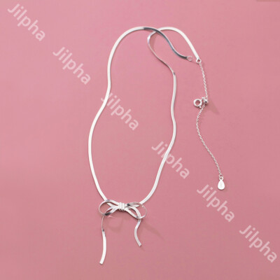 Sterling Silver Ribbon Bow Choker Necklace A2043 | eBay