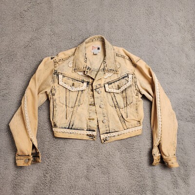 Vintage 80s Dakota Blue Jeanswear Acid Washed Denim Jacket w/ Lace Trim  Womens L