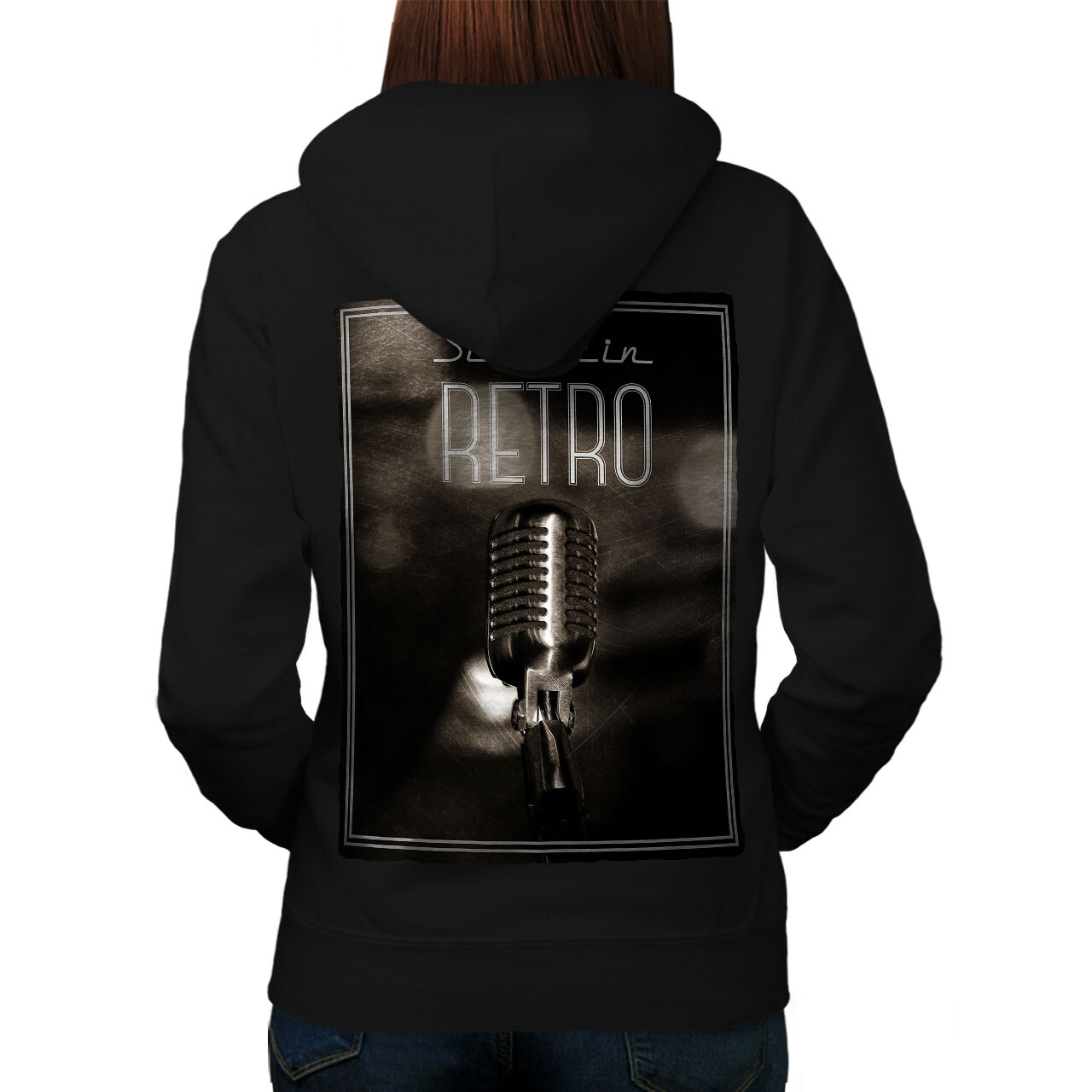 Wellcoda Sing Retro Photo Music Womens Hoodie Back