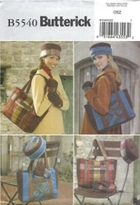 Butterick B5540 Tote Bags, Hats & Gloves Fall & Winter ONE SIZE UNCUT Pattern