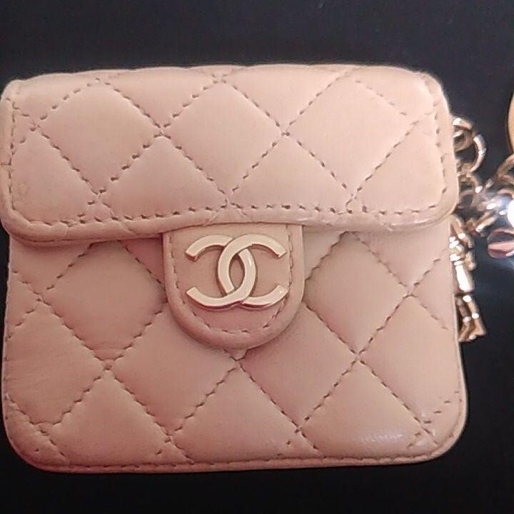 CHANEL Coco Mark Mini Mini Matelasse Charm Keychain light beige