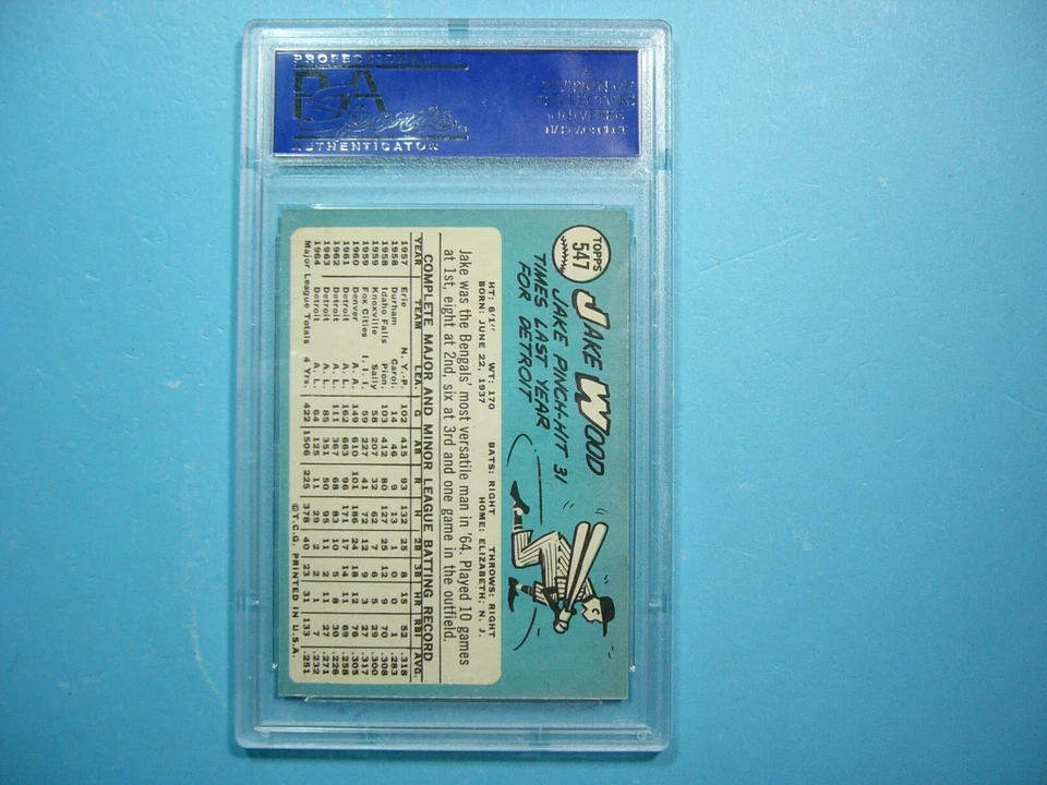1965 TOPPS MLB HIGH NUMBER BASEBALL CARD #547 JAKE WOOD PSA 8 NM/MINT '65 GL - Image 2 of 4
