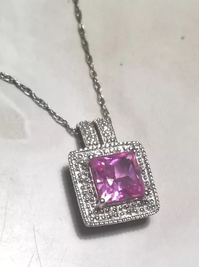 Gold Pink Sapphire and Diamond Necklace