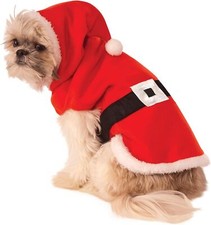Santa Hoodie Christmas Holiday Fancy Dress Up Halloween Pet Dog Cat Costume