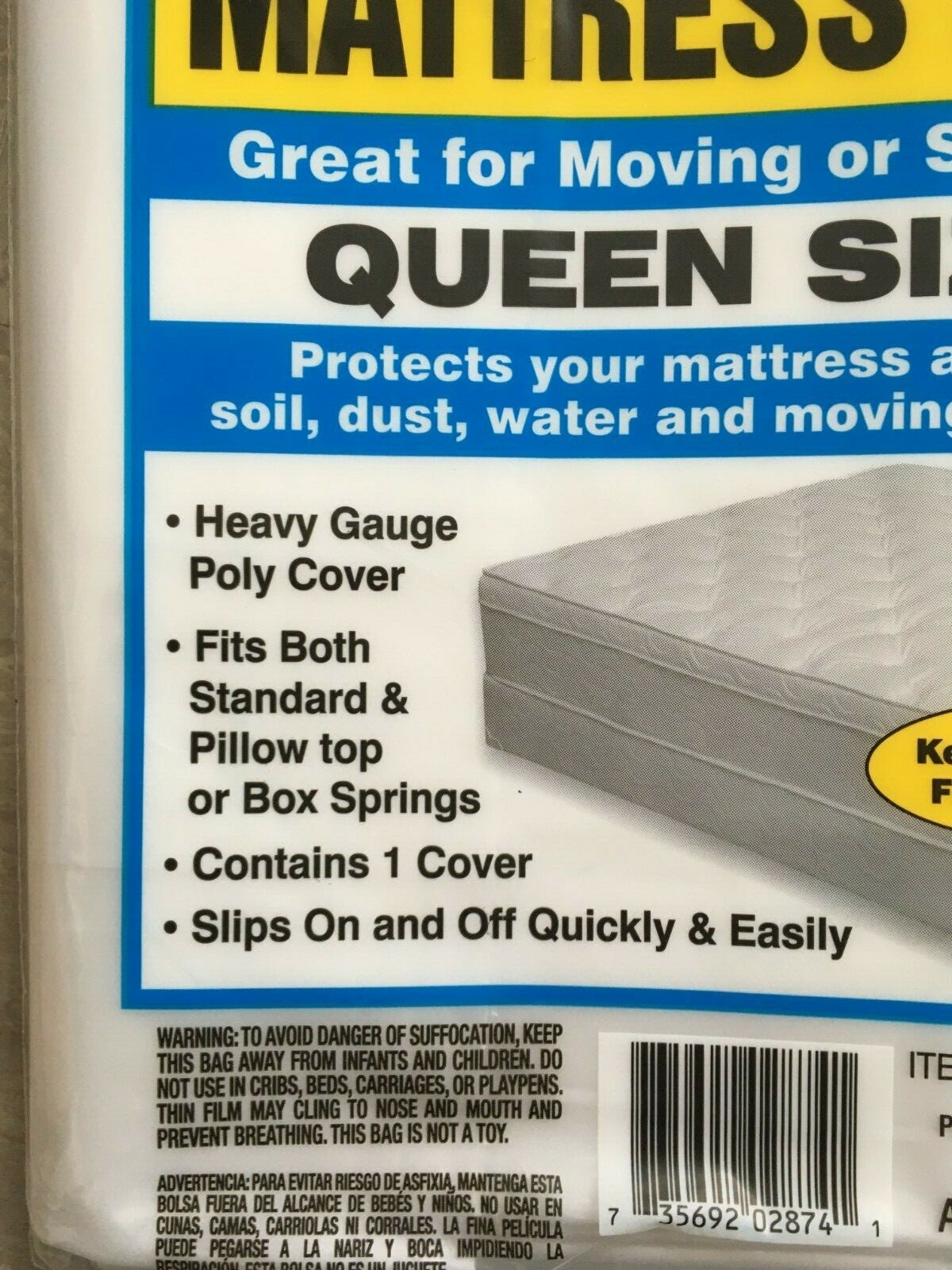 New Queen Size Plastic Mattress Bag, Moving or Storage eBay