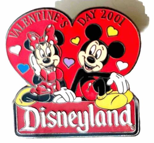 2001 Disneyland Charakterschild Pin Minnie und Mickey Valentinstag - Bild 1 von 1