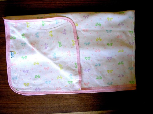 CARTER'S Vintage New Baby Blanket Pink Hearts Pastel Bows Cotton 30x30" USA