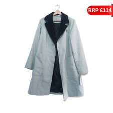 New Helene Berman "ruth" Mint Navy Coat With Contrast Collar - Size 12 Rrp £114