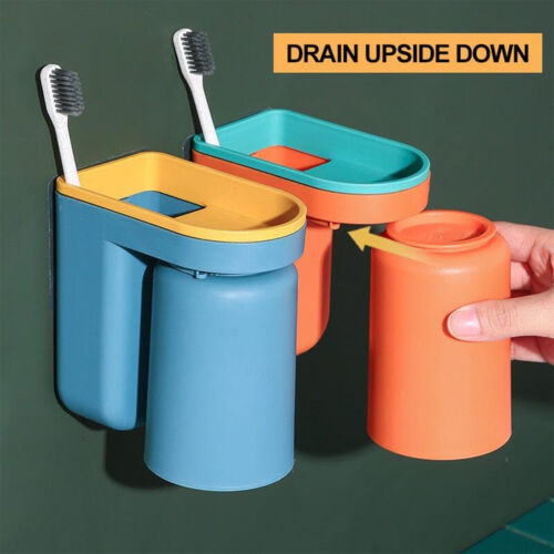 Toothbrush Holder Wall Mounted with Cup,Stick-on ToothbrushHolder for Bathroom - Picture 8 of 15