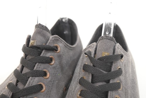 Converse Herren Low-Top Sneaker 9 Distressed Grau Canvas Nieten Schnürsenkel - Bild 7 von 9