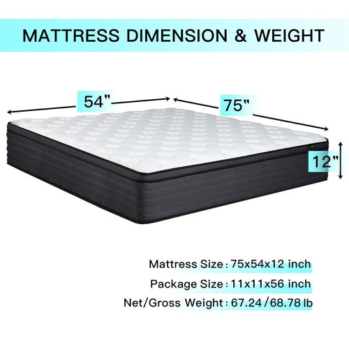 12" Gel Memory Foam Mattress Hybrid Innerspring Medium Twin Full Queen King Size - Picture 14 of 16