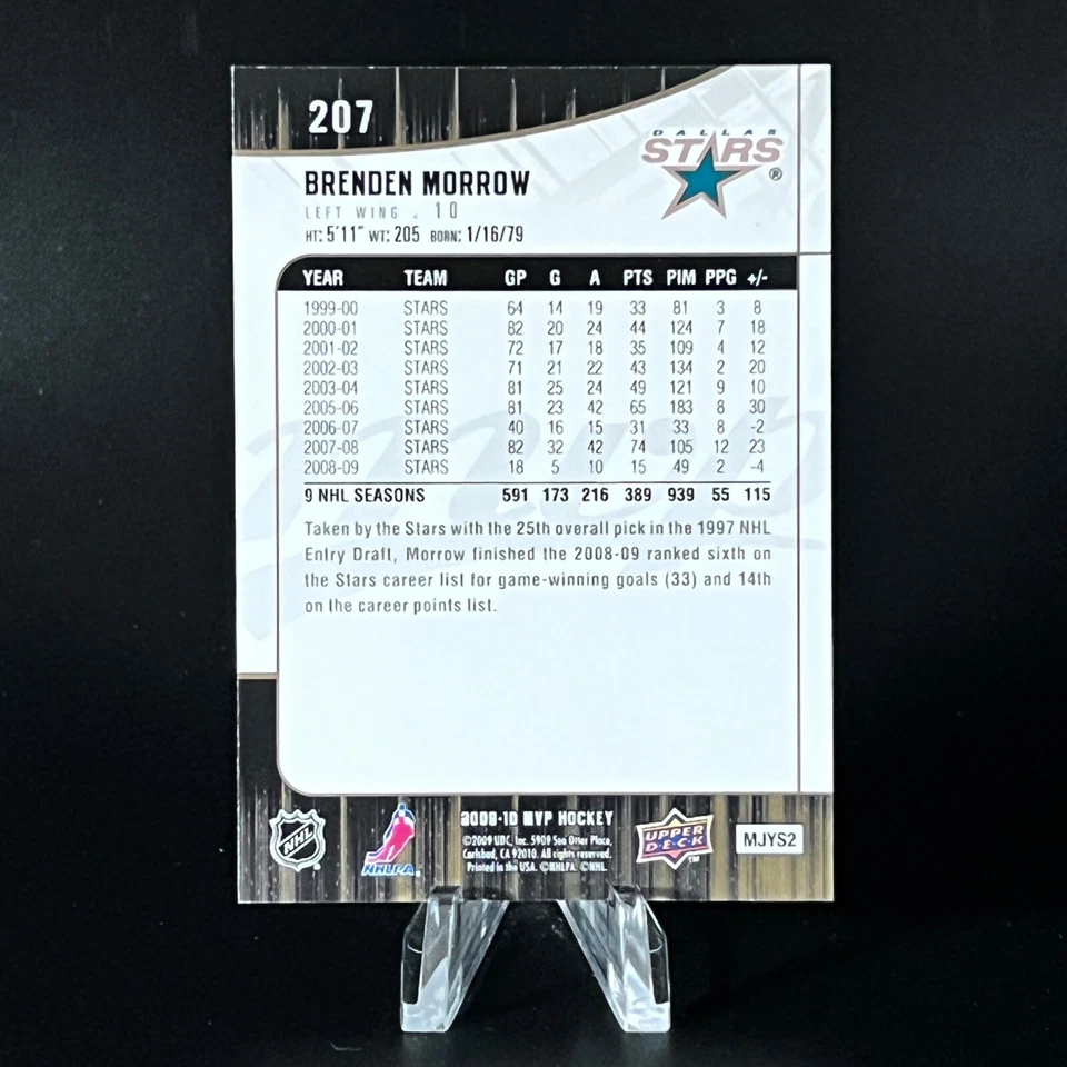 Brenden Morrow 2009-10 Upper Deck MVP Gold Script /100 #207 Stars NICE LOOK!! - Image 2 of 2