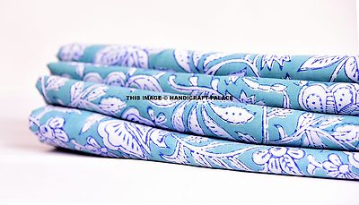 5 Yard Indian Floral Print Cotton Dressing Making Craft Sanganeri Running Fabric