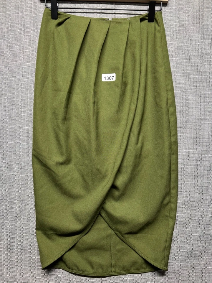 Falda para mujer Love Culture verde envolvente cremallera lisa talla S Foto 2 de 4