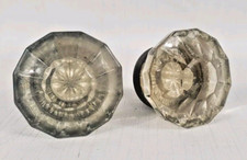 2 Glass & Brass doorknobs raised dome mercury bullet design ? doorknob door knob