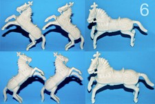 TIM MEE PLAST 6 GROSSE RITTER PRACHTPFERDE 1960er PRIMO WERBEFIGUREN LÄNGE 11 CM
