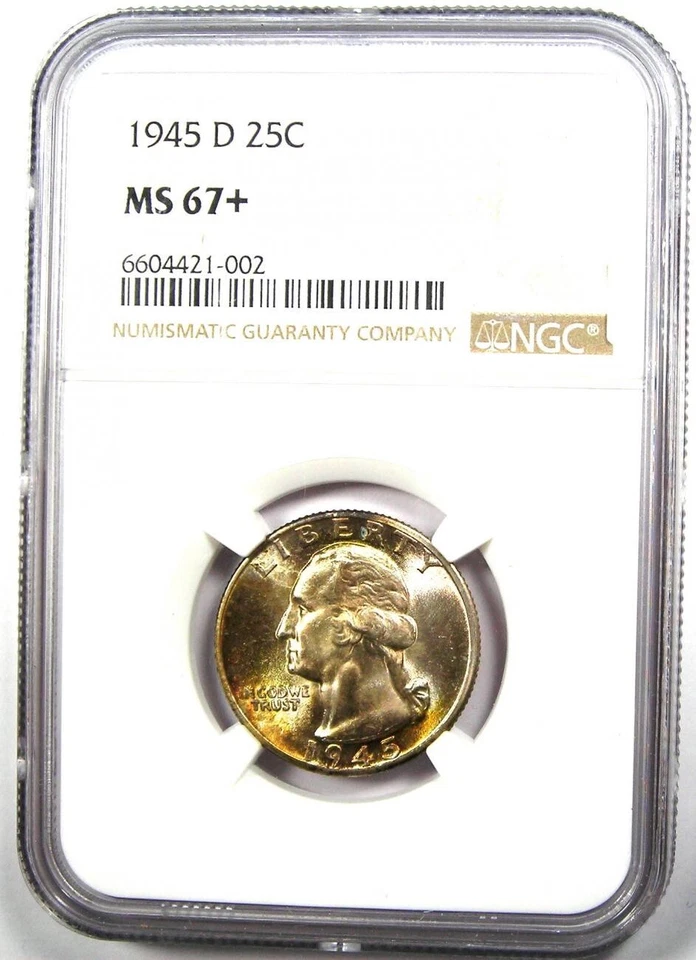 1945-D Washington Quarter 25C - Certified NGC MS67+ Plus Grade - $1,750 Value! - Image 2 of 4