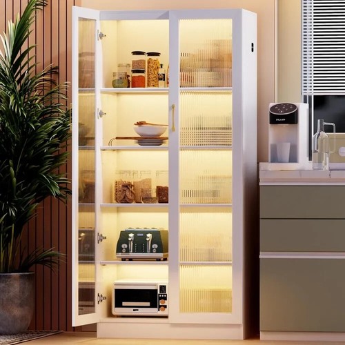 Kitchen Storage Cabinet Display Case??65" Tall Acrylic Cabinets with LED Light