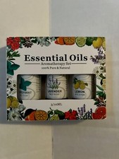 ESSENTIAL OIL SET OF 3 PEPPERMINT LAVENDER LEMON 10 ML AROMATHERAPY SET NEW