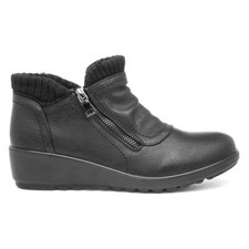 Softlites Womens Boots Black Adults Ladies Wedge Zip Up Winter Supportive SIZE